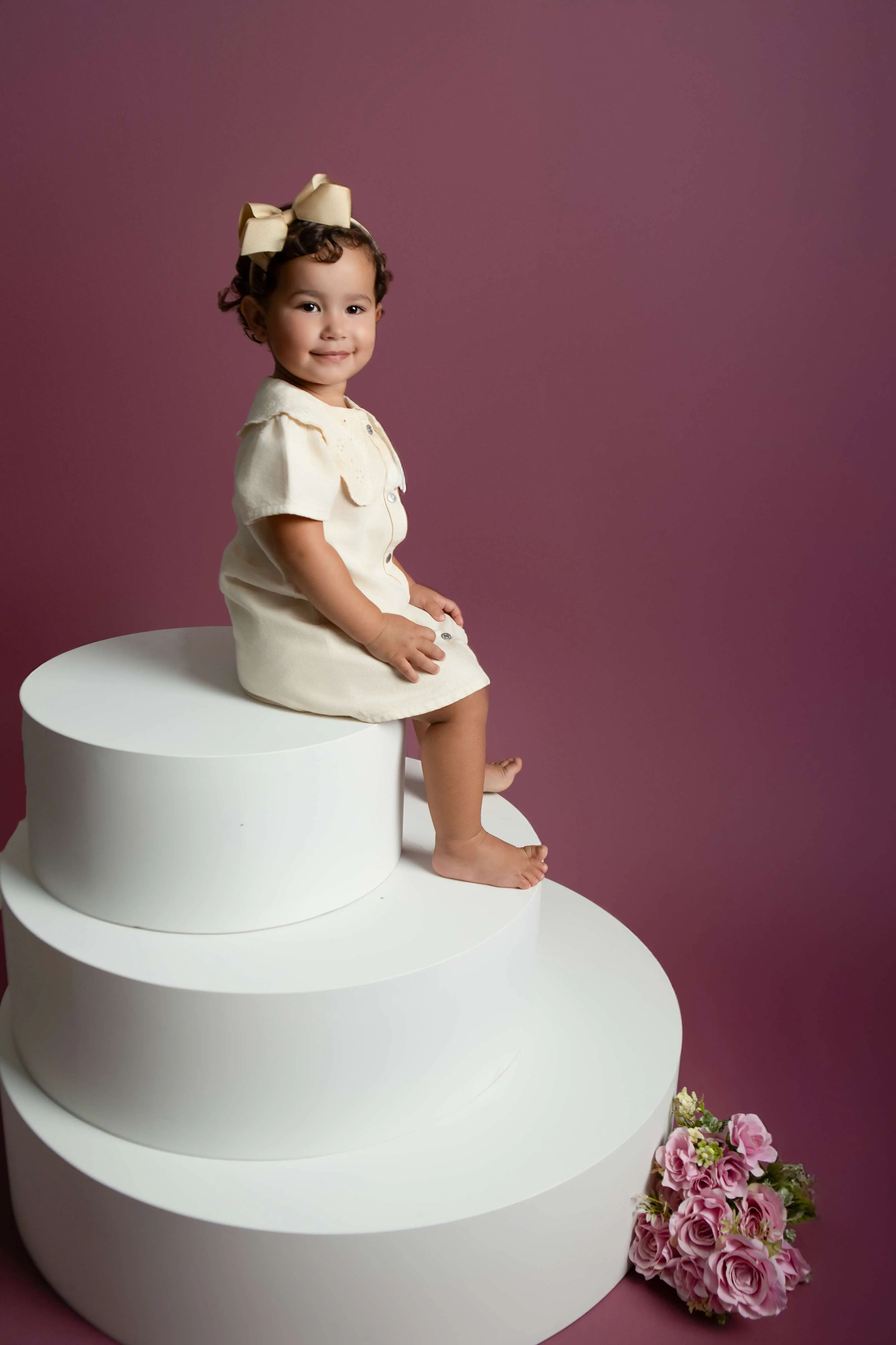 Cenário Clean Fundo Rosa Queimado e Cilindro