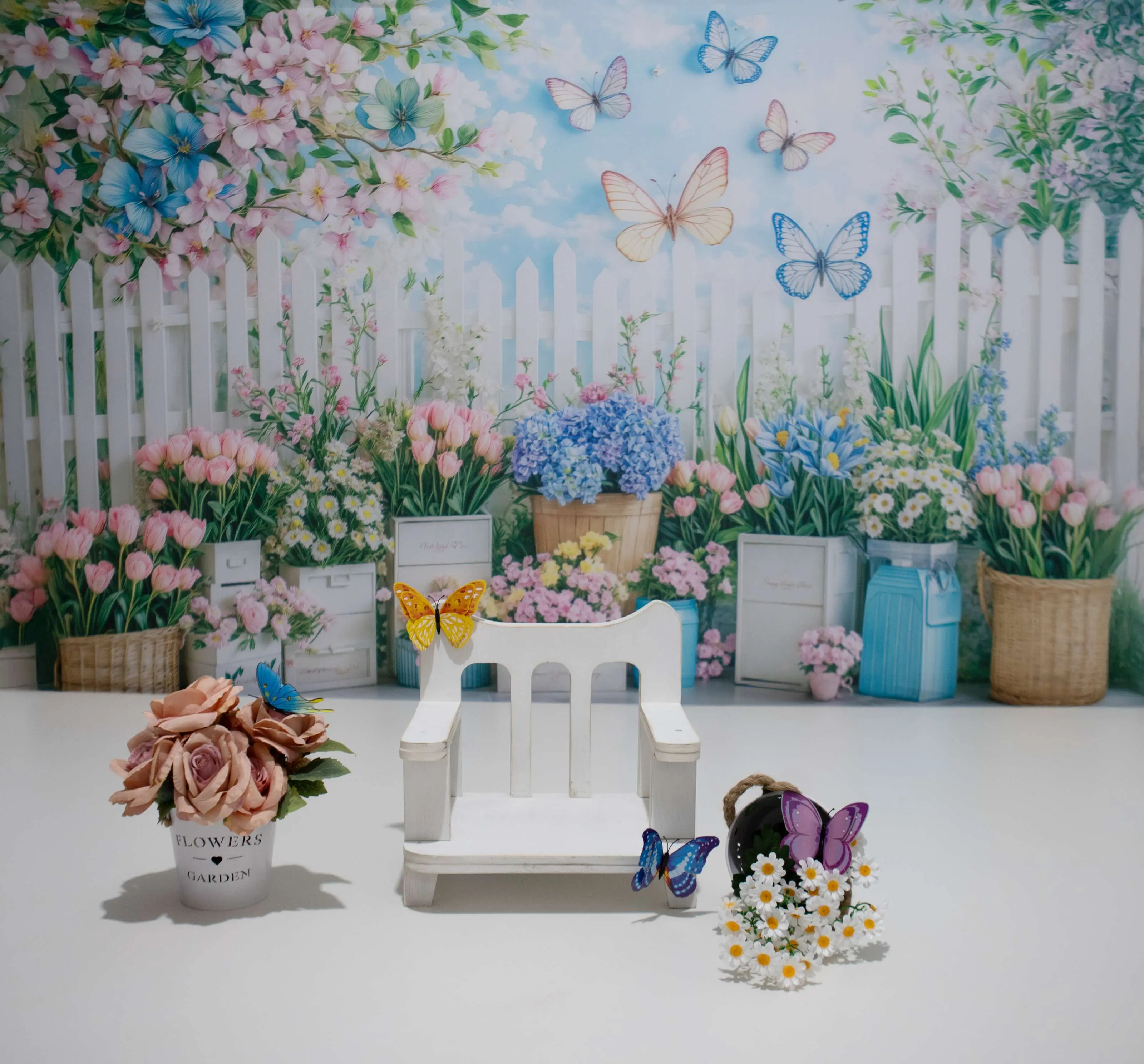 Cenário Borboletas e Flores
