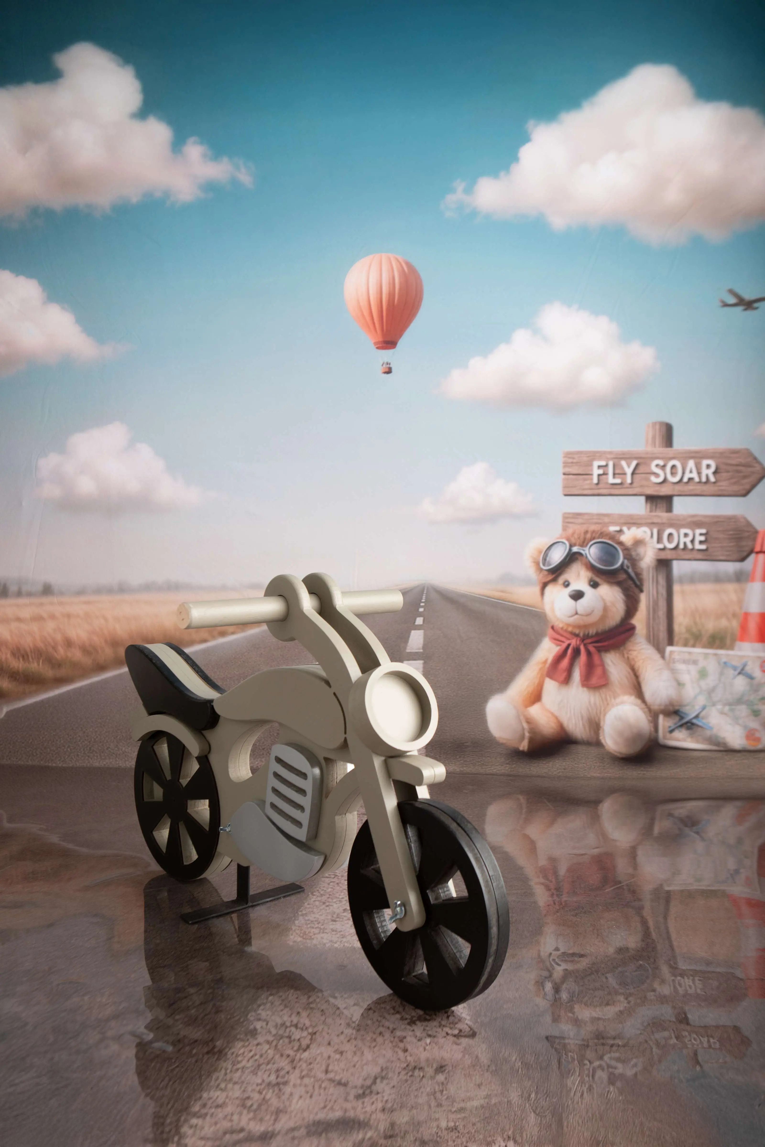 Cenário Ursinho Aviador Estrada