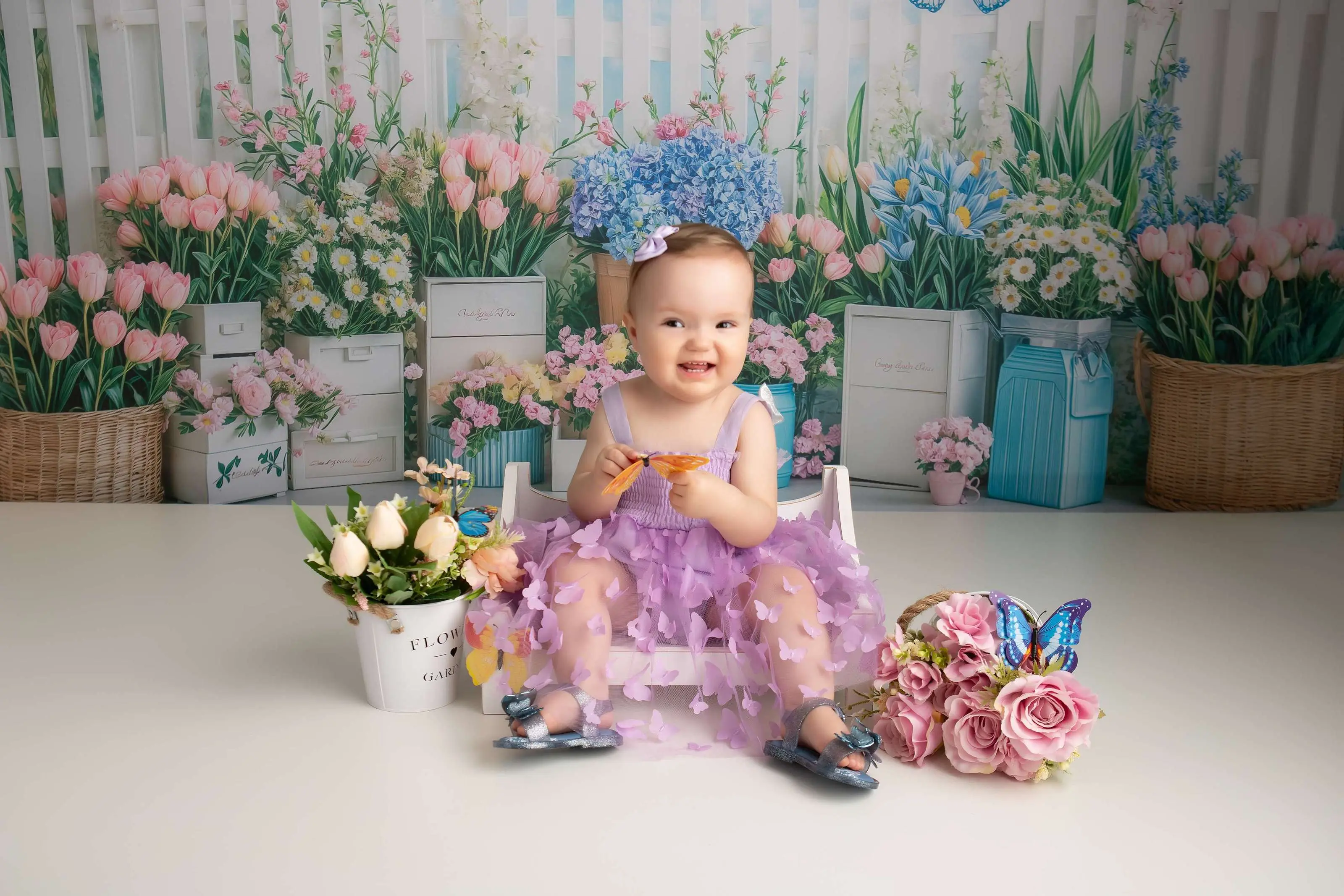 Cenário Borboletas e Flores