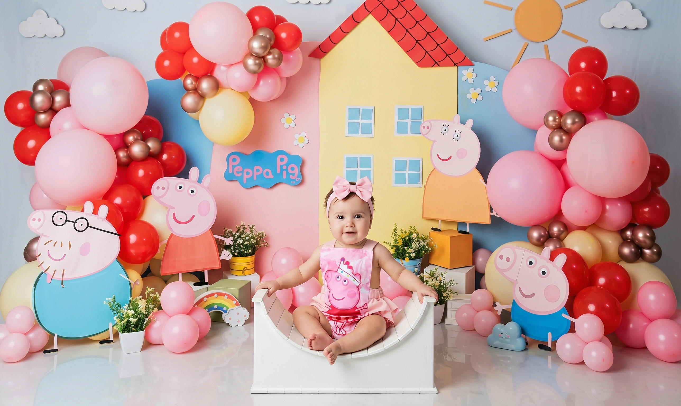 Cenário Peppa Pig Balões